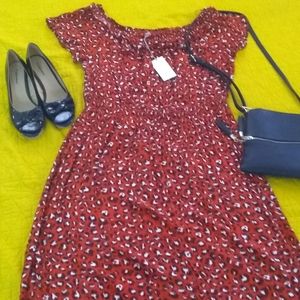 Orange and Black Leopard print Plus Size Midi dres